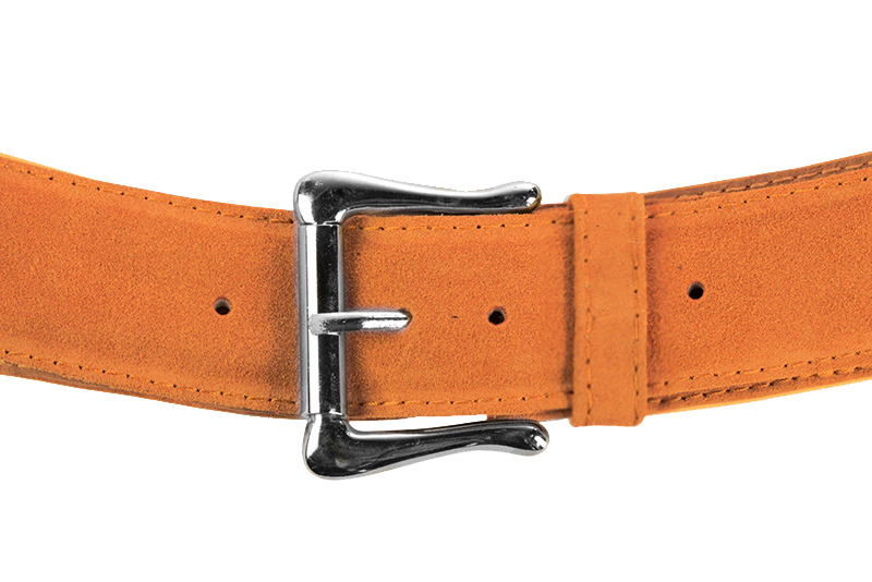 Apricot orange women's dress belt, matching pumps and bags. Made to measure - Florence KOOIJMAN